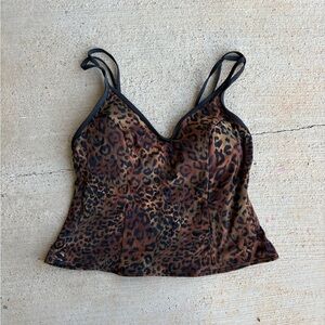 Miraclesuit Brown and Black Bustier Swim Camisole Tankini Leopard